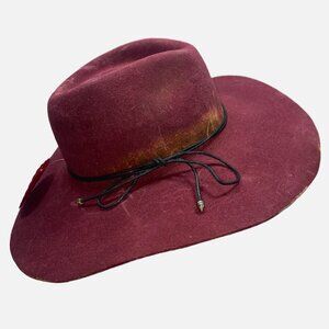 Dark Red Wool Rancher Wide Brim 57cm